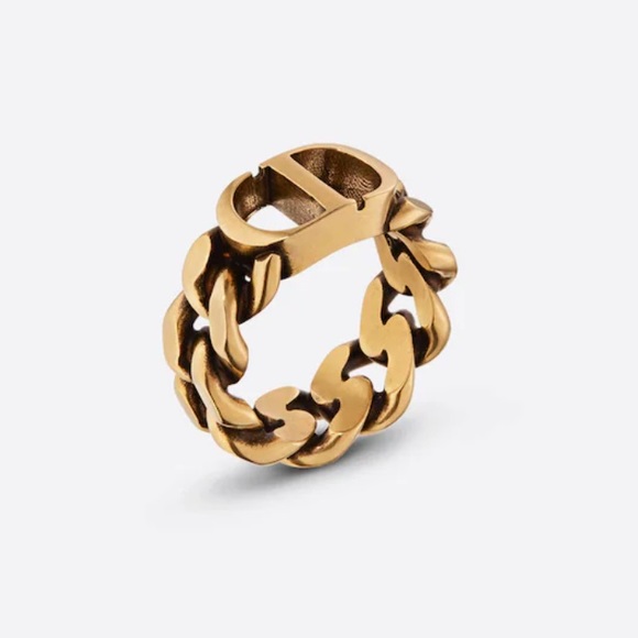 Authentic Christian Dior Montaigne antique gold chain ring stackable ASO celebs! - Picture 2 of 11